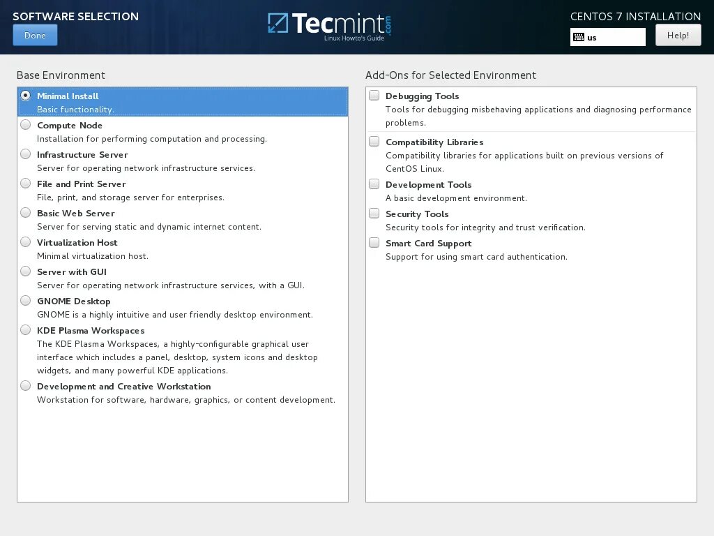 Centos установка. Выбор программного обеспечения. Выбор установки программ. Настройка Linux Centos.