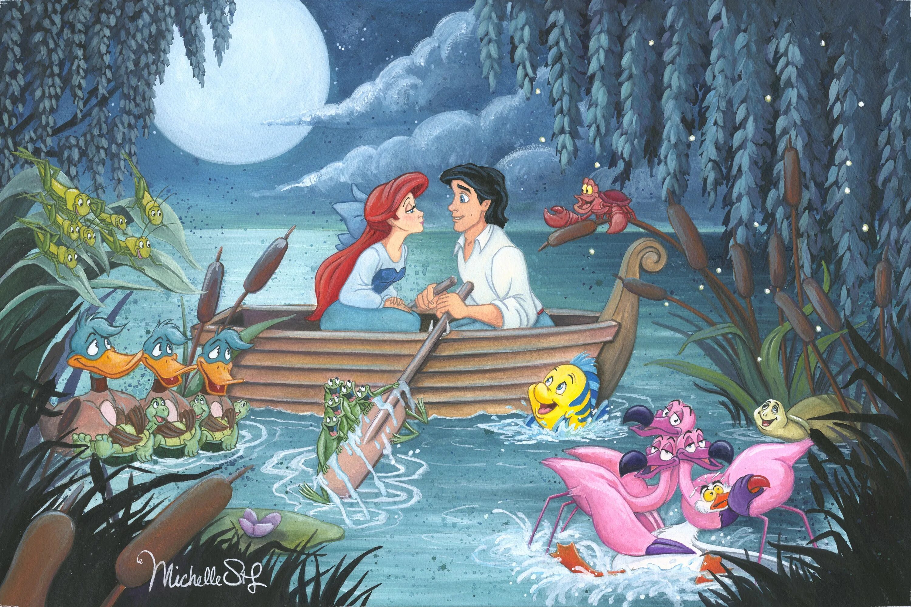 Как называл принц русалочку в сказке русалочка. Русалочка / the little mermaid. русалочка и принц. ариэль в лодке с принцем.