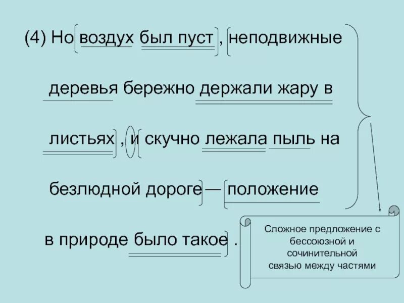 Воздух был неподвижен предложение