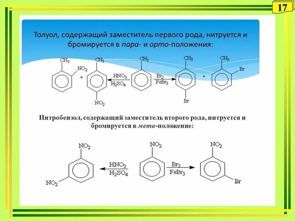 Толуол группа органических. Пара Орто МЕТА бензол. Заместители бензола 1 и 2 рода. Орто пара МЕТА заместители. Толуол МЕТА И Орто пара ориентанты.