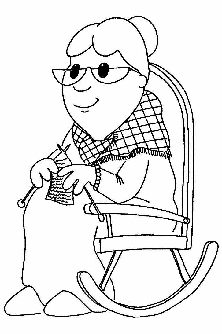 Бабушка раскраска для детей распечатать Granny and her grandchildren Coloring books, Coloring book pages, Adult coloring