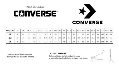 Converse размерная сетка