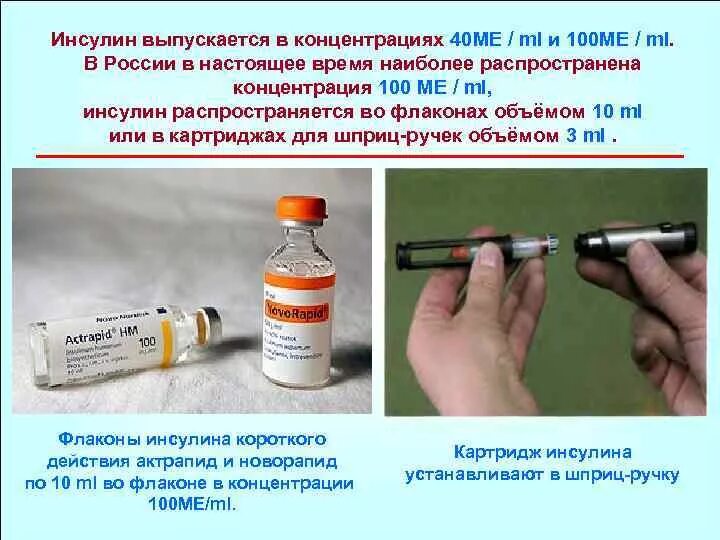 В 1 мл простого инсулина содержится