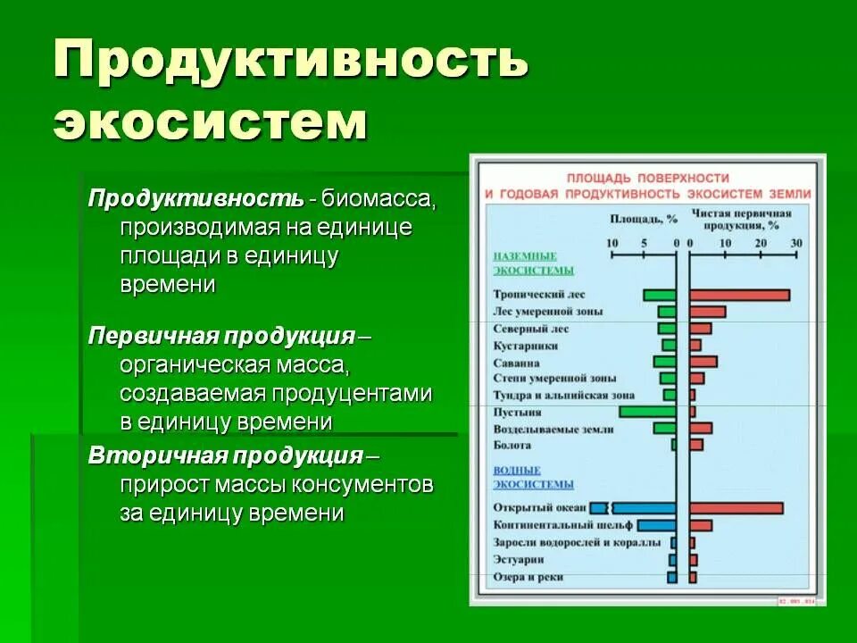 Большая биомасса первичной продукции. Биологическая продуктивность экосистем таблица. Продуктивность экосистем первичная Валовая продукция. Продуктивность биомассы. Биомасса первичной продукции.