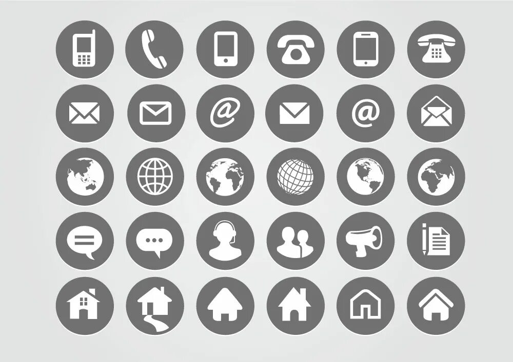 Round icons. Значки. Иконки. Значки для визиток. Пиктограммы для сайта.