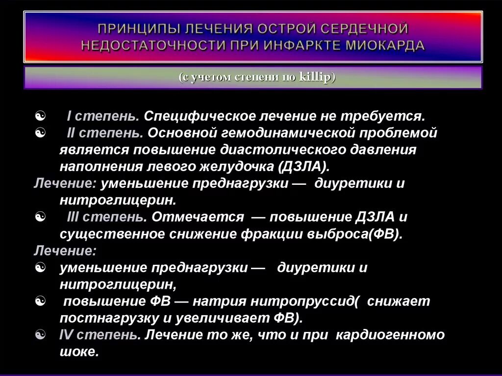 Сердечная недостаточность при инфаркте миокарда. Основные направления при лечении острой сердечной недостаточности. Принципы терапии острой сердечной недостаточности. Основные принципы лечения острой сердечной недостаточности. Терапия острой сердечной недостаточности при инфаркте миокарда.