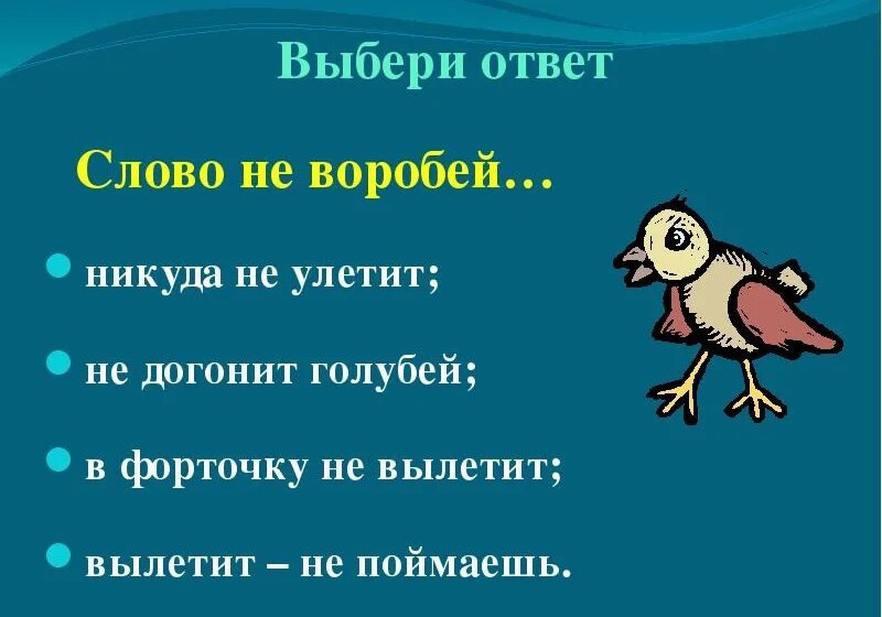 Слов не выкинешь пословица. Пословицы про воробья. Поговорки про воробья. Пословица слово не Воробей. Слово не Воробей вылетит не поймаешь.