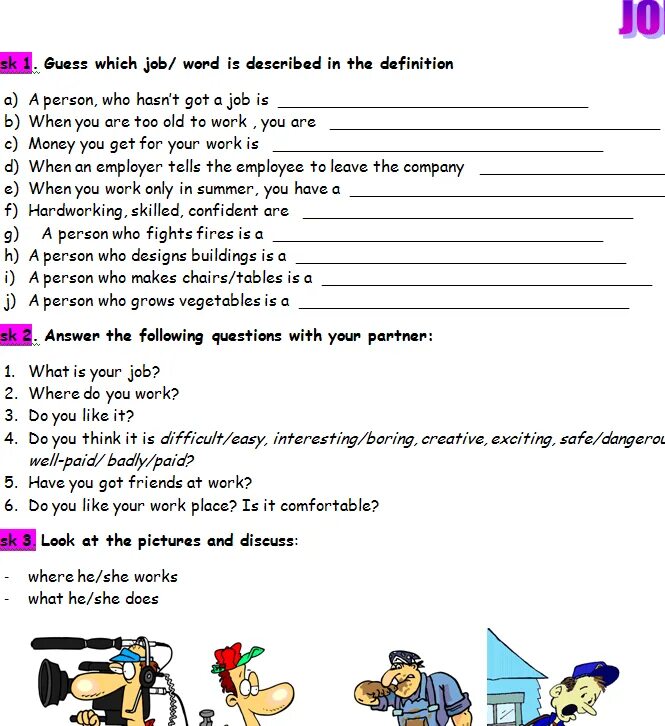 Work worksheet