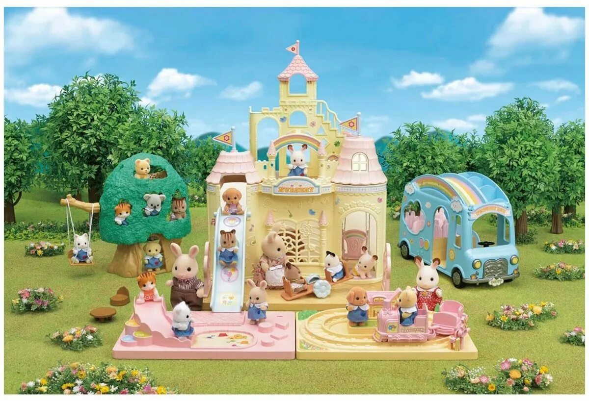 Игрушка сильвания. Rainbow nursery sylvanian. Игровой набор sylvanian families лесной детский сад 3587. Сильвания фэмили детский сад радуга. Детский сад families.