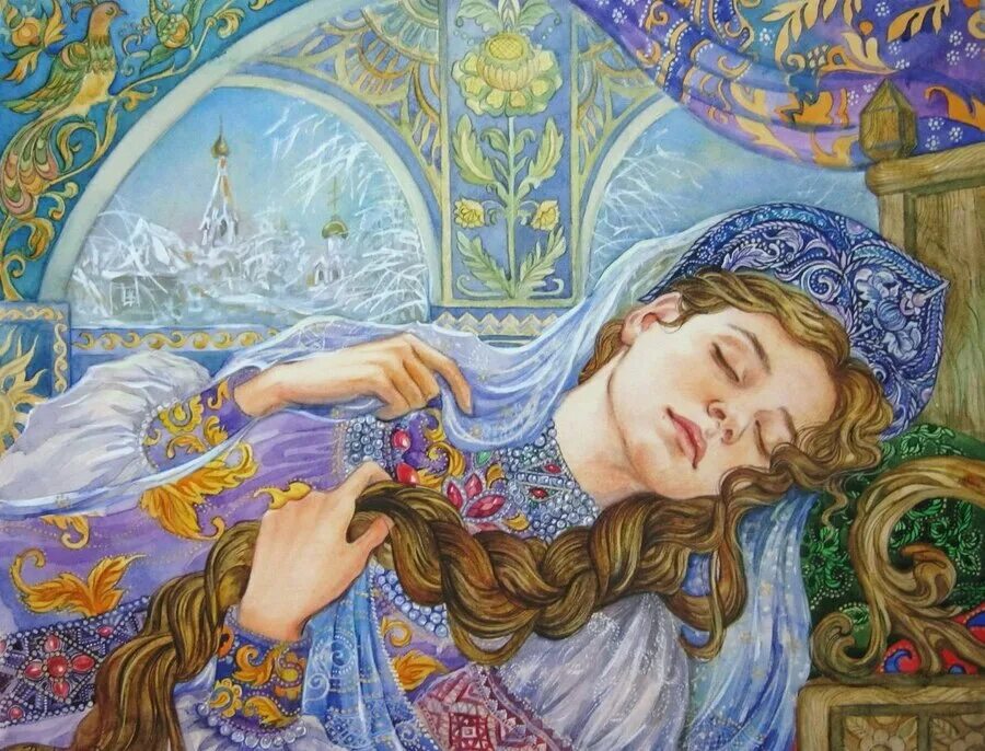 Какой предмет мешал спать принцессе всю ночь. Иллюстрации к спящей царевне Жуковского.