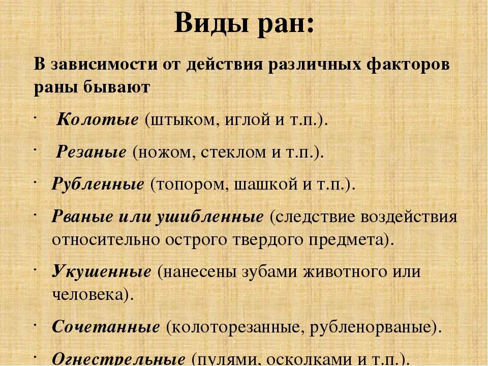 Какие виды РАН бывают. Какие бывают раны виды. Раненая типе