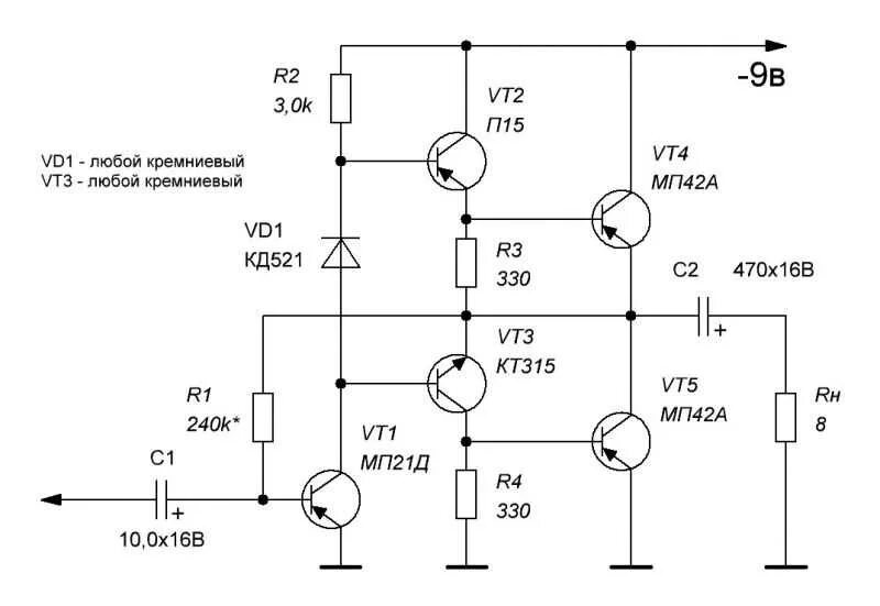 Транзисторные унч. Усилитель звука 1 ватт на транзисторах. Схема усилителя низкой частоты на транзисторах. Усилитель на германиевых транзисторах 10 Вт. Усилитель на транзисторе кт815.