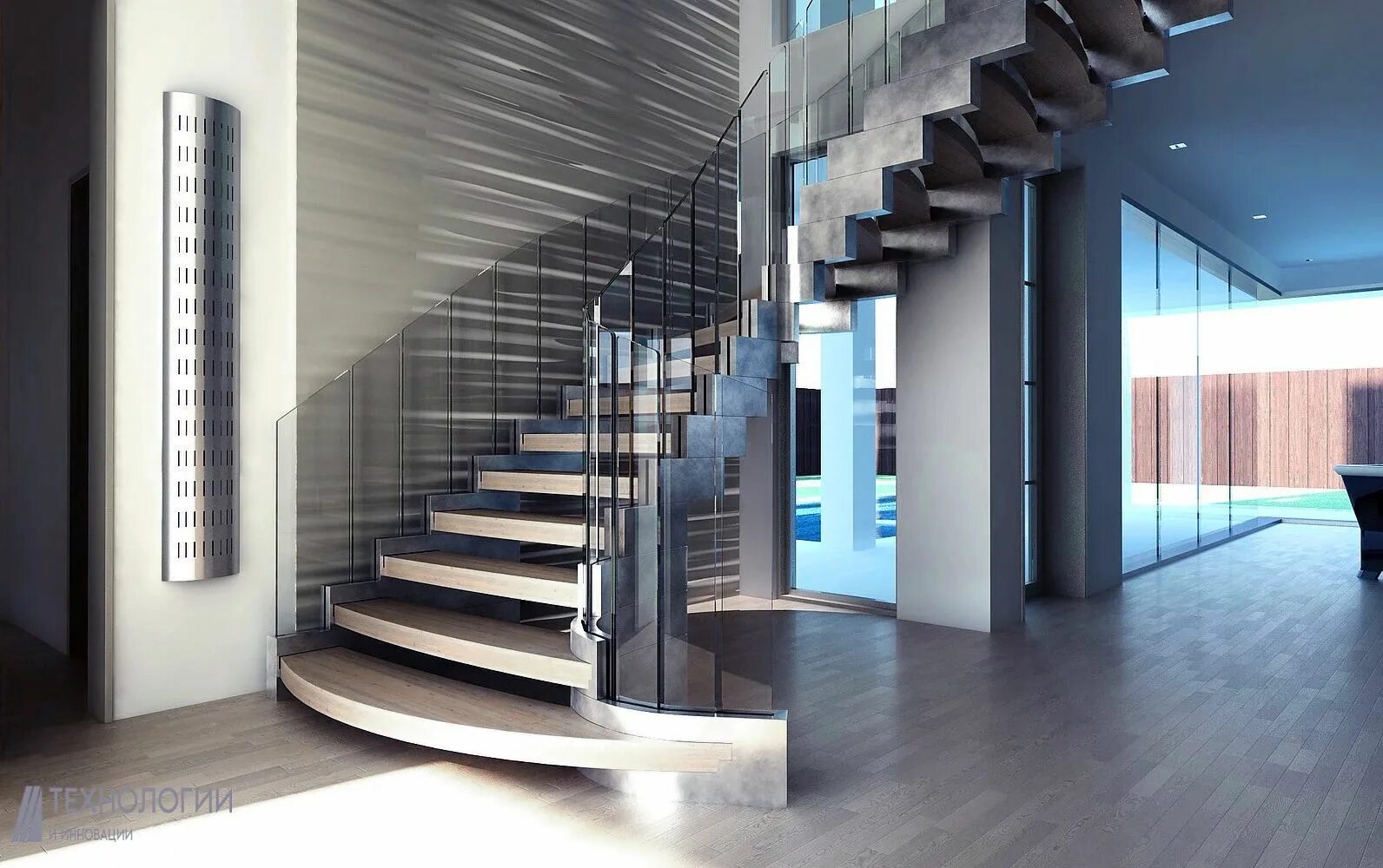 Перила. Больцевая винтовая лестница. Внутренние открытые. Ограждение лестницы. Внутренние открытые.