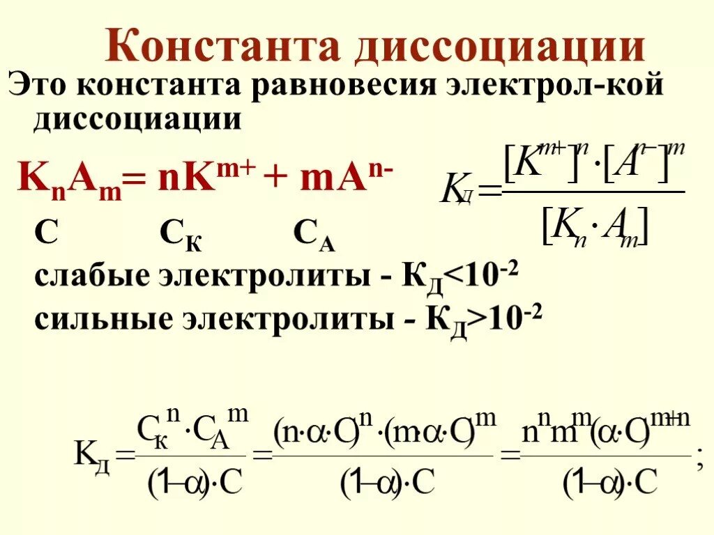 Формула константы. Формула нахождения константы диссоциации. формула расчета константы диссоциации. константа диссоциации формула. константа равновесия диссоциации.