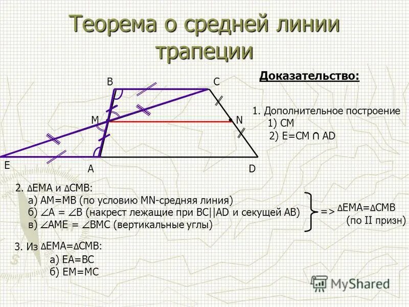 Средняя линия трапеции параллельна её основаниям. Угол b = ? угол d. Pq средняя линия bc ad. Pq средняя линия bc ad. Теорема о средней линии трапеции.