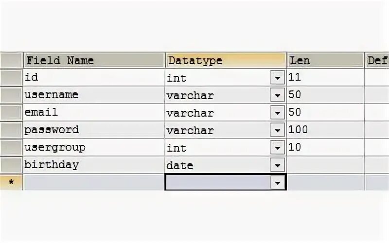 Database field. Database field