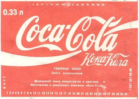 Этикетка кока колы