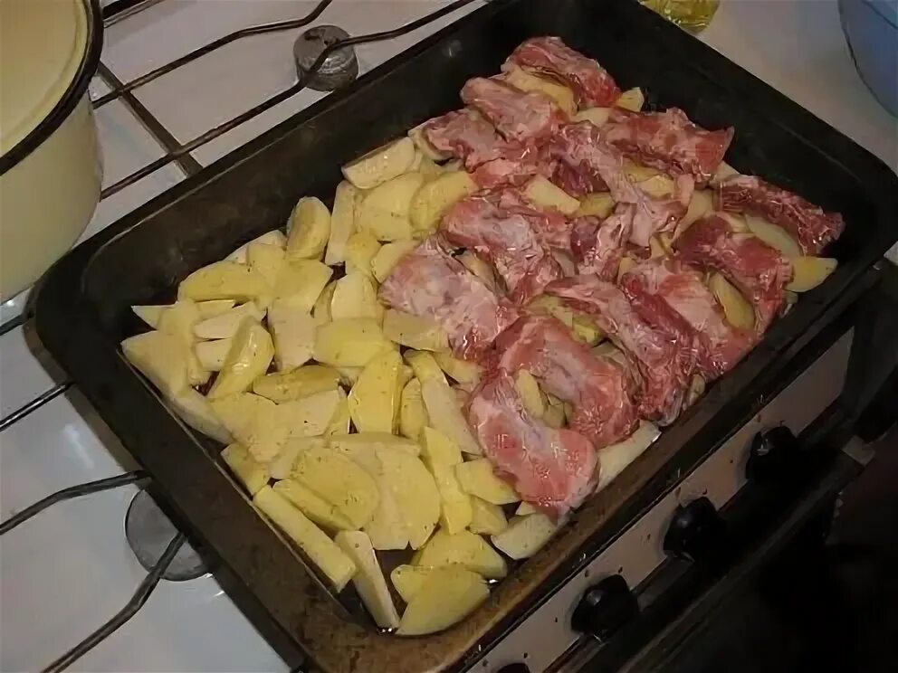 Мясо на Протвине в духовке. Картошка с мясом в духовке. Свинина с картошкой в духовке на Протвине. Свиное мясо в духовке с картофелем.