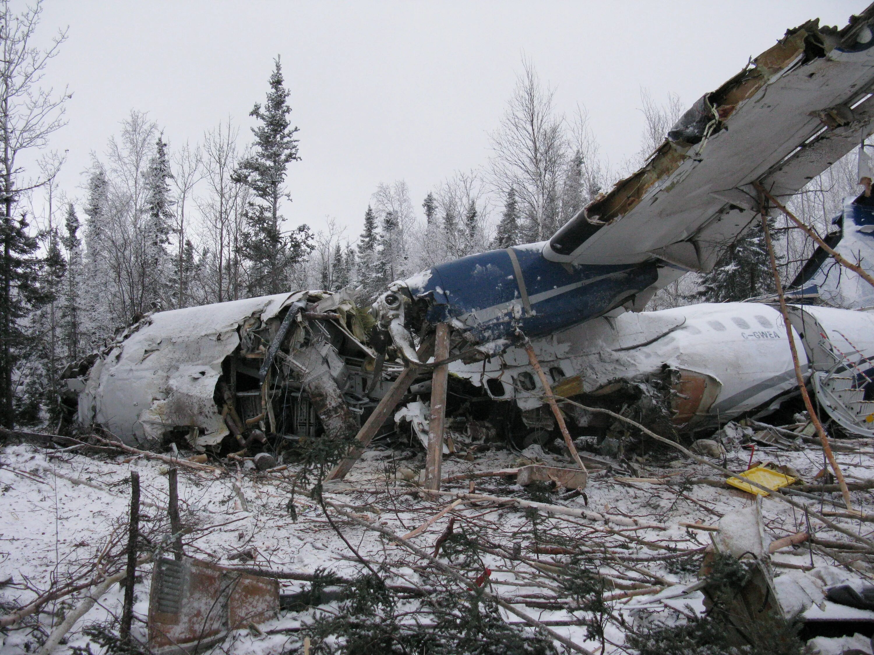 Разбитый самолет в лесу. Авиакатастрофы столкновение