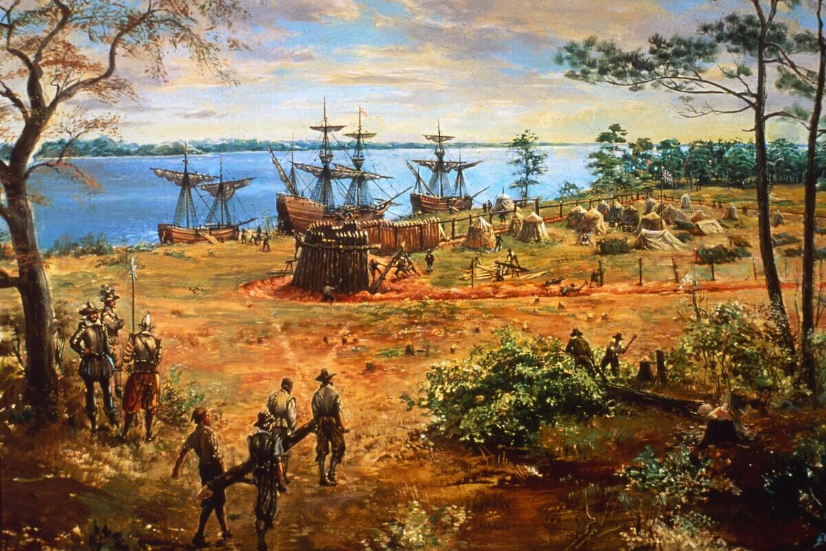 Колонизация Америки англичанами (1607—1775). Форт Джеймстаун 1607. Колония Джеймстаун в 1607 году. Колонисты Северной Америки 1607.