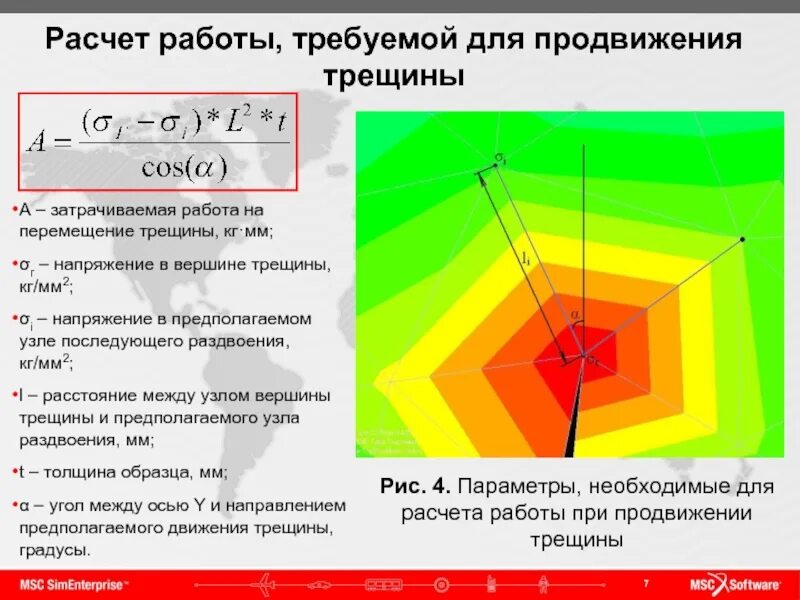 Расчет работы. Напряжения в вершине трещины. Закономерности распространения трещины в стекле. Номинальное напряжение на уровне вершины трещины.