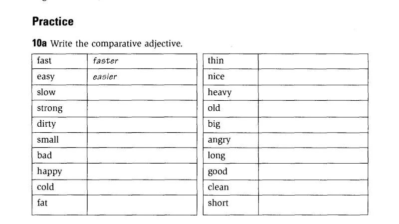 Strong comparative. Write the Comparative form. Write the Comparative strong. Easy Comparative. Compare adjectives Cold.