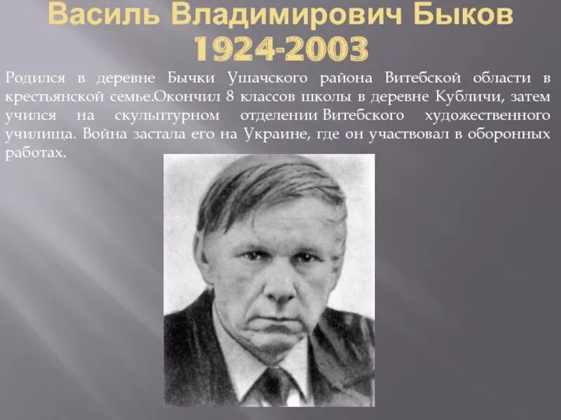 Василь быков биография кратко. Василь Владимирович Быков. Василь Быков 1941-1945.