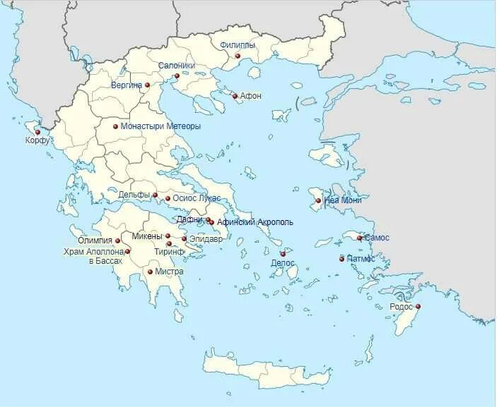 Объекты Всемирного наследия ЮНЕСКО на карте Греции. Карта Греции с островами. Салоники Греция на карте. Объекты ЮНЕСКО В Греции на карте.