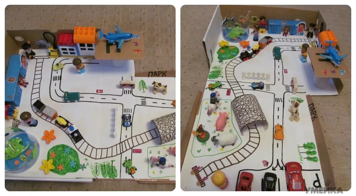 Сделай дорогу сам. Дорога для машинок из картонной коробки. Гараж из картона для машинок. Автодорога своими руками для детей. Сделай дорогу сам.