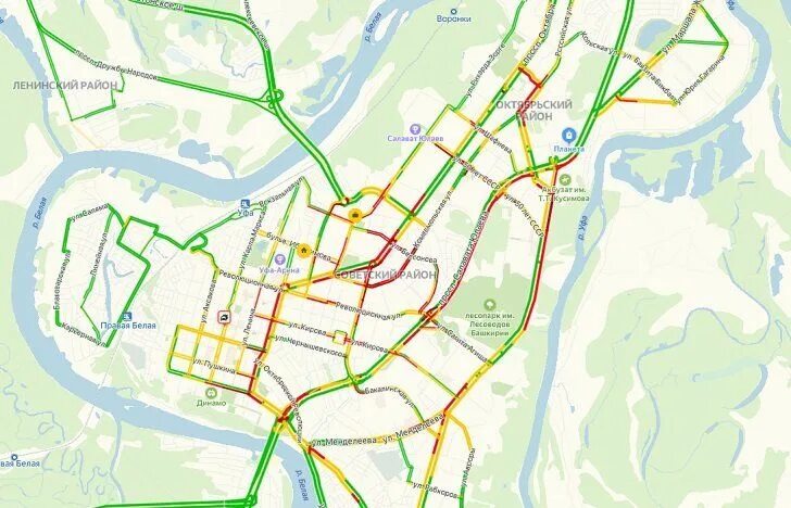 Пробки на дорогах уф сейчас