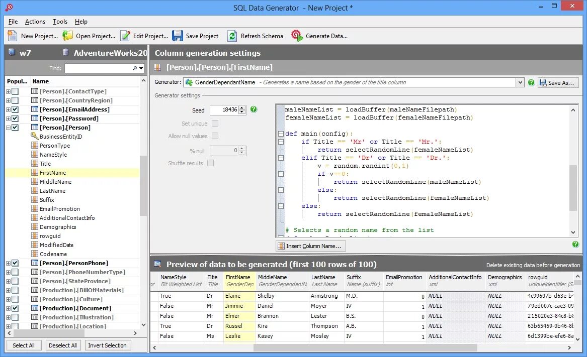 Sql data tool. Redgate SQL data Generator. Дата в SQL. Визуализация данных SQL. 4. Генерация SQL-кода.