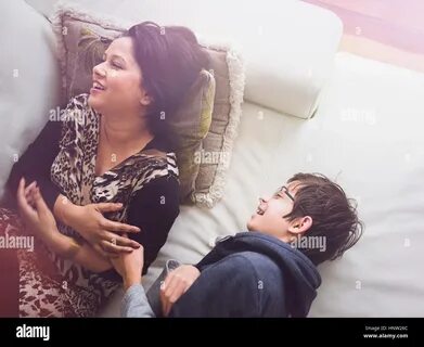Mother laughing with son hi-res stock photography and images - Alamy