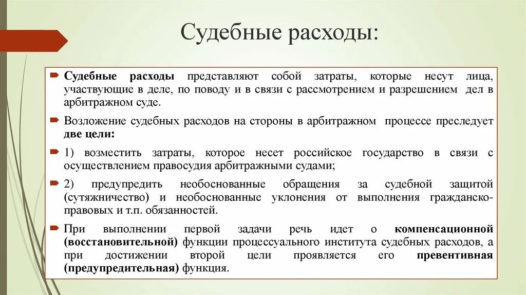 Содержание судебных расходов