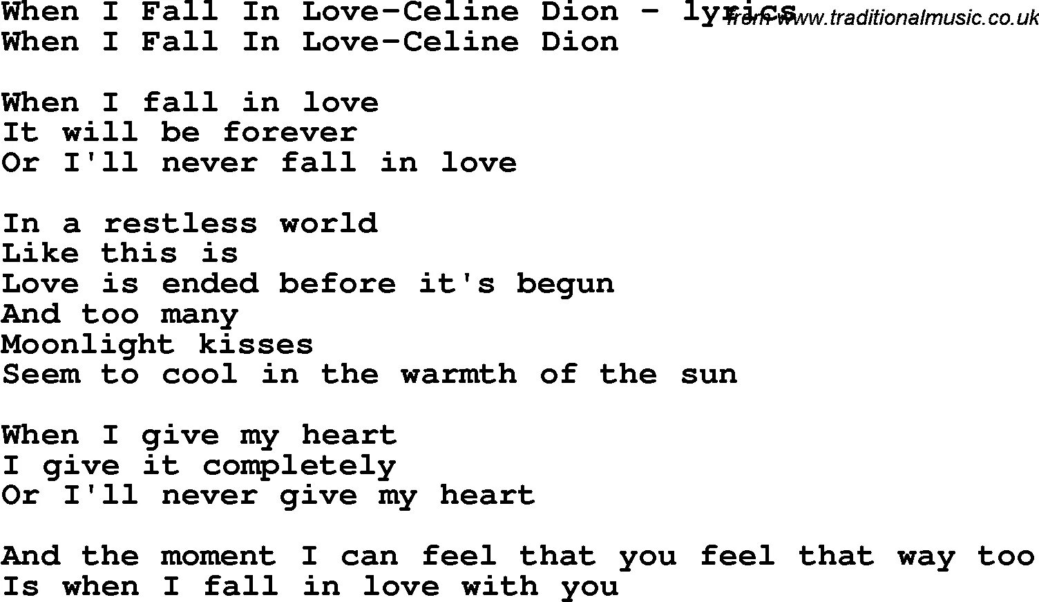 Ин лов текст. When i Fall in Love текст. Celine Dion & Clive Griffin - when i Fall in Love. In Love текст. Fall in Love перевод.