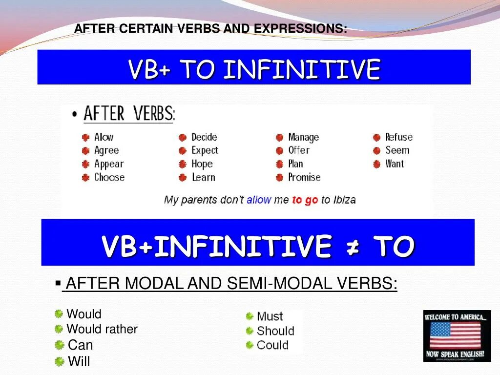 Глагол allow. Infinitive after certain verbs. After certain verbs. Инфинитив after. Certain формы слова.