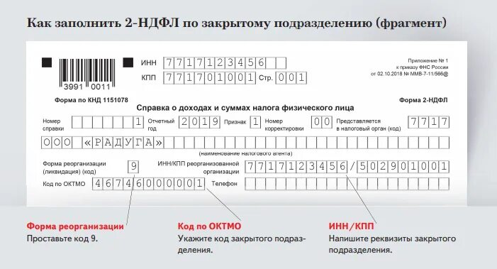 6 ндфл по закрытому обособленному