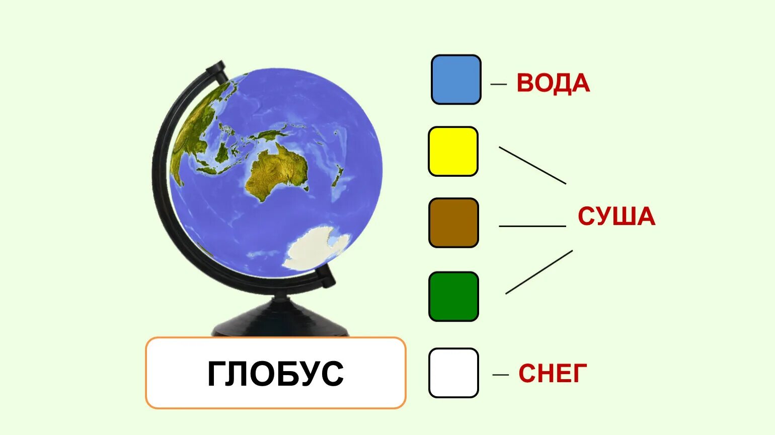 Цвета на глобусе обозначают