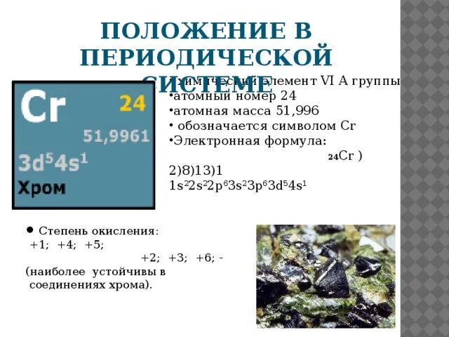 Атомная масса хрома