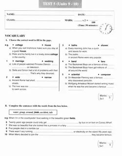 Progress test unit 2 9 класс