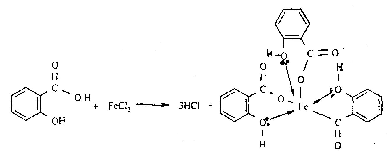 Салициловая кислота fecl3. Ацетилсалициловая кислота и хлорид железа 3 реакция. Салициловая кислота с сульфатом меди. Качественная реакция на салициловую кислоту. Bao fecl3
