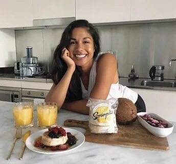 James' wife Sarah Roberts in their kitchen.