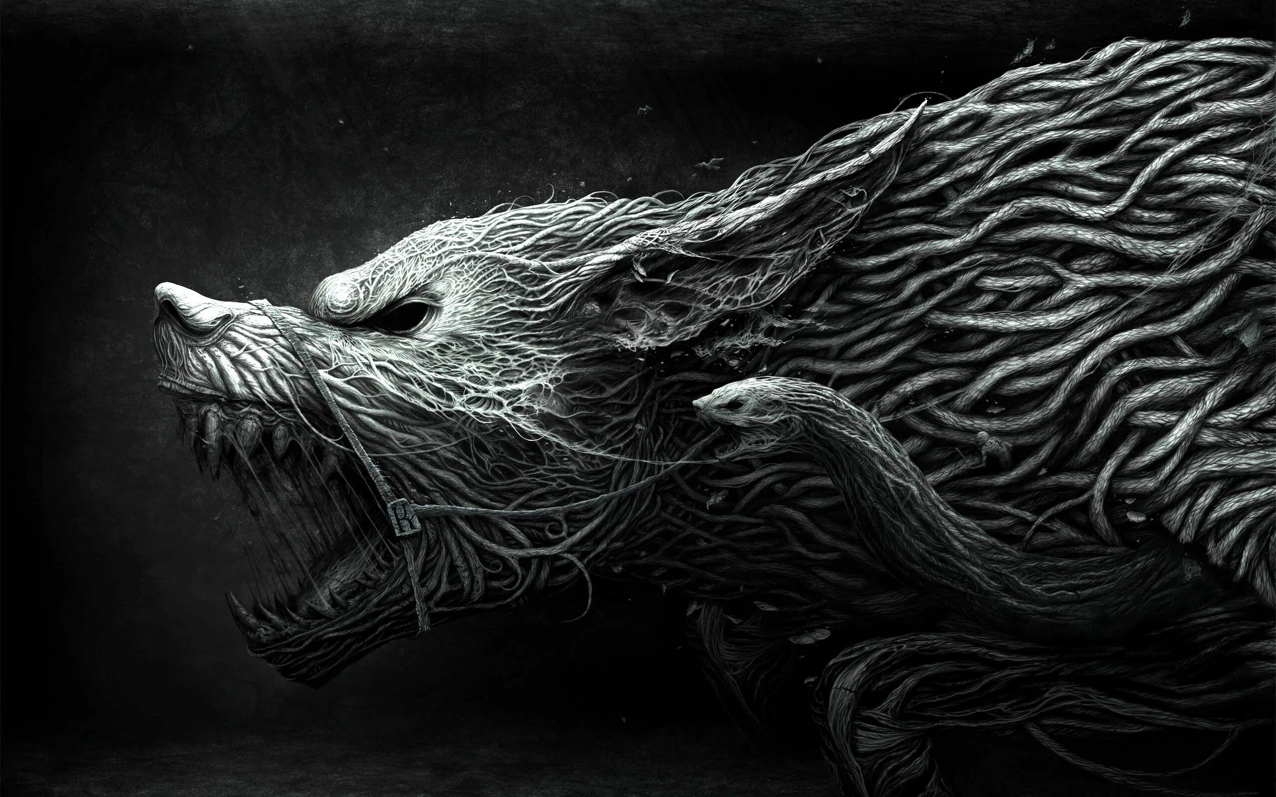 Wolf gaming wallpapers. Desktop Wallpapers Drawing Art Teeth Aggression Wolf White Black.