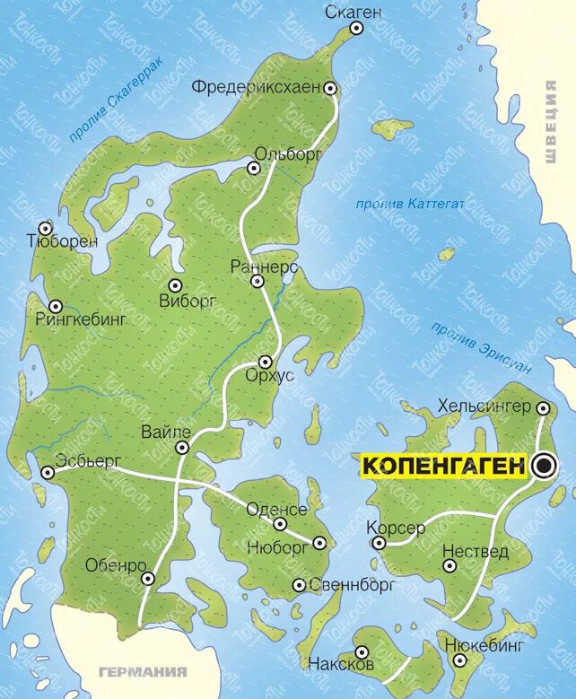 Копенгаген на карте. Столица дании на карте.