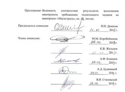 Ведомость соответствия