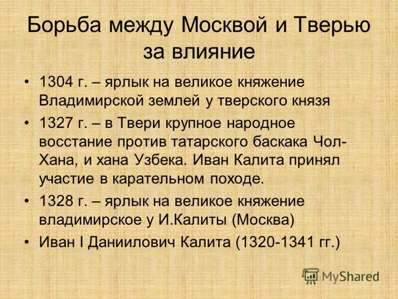 Борьба москвы за великое княжение владимирское. Борьба между Москвой и Тверью. Борьба за княжение между Москвой и Тверью. Борьба Москвы и Твери. Борьба между Москвой и Тверью за ярлык на великое княжение.