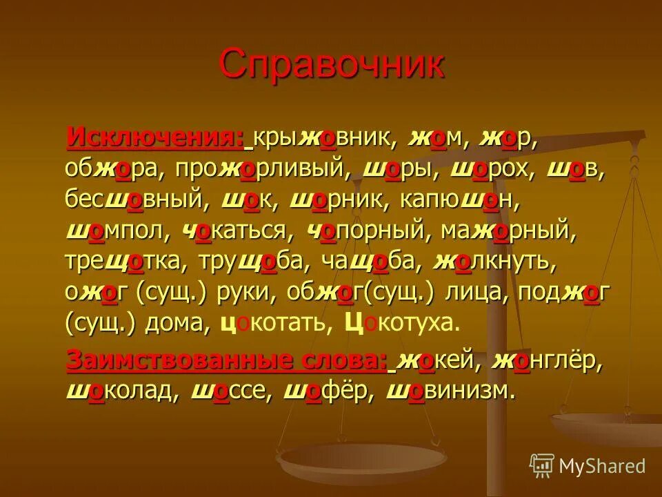 Правило Писания букв о-ё после шипящих. О-Ё после шипящих исключения. Буквы ё о после шипящих в корне. О Ё после шяпящих.