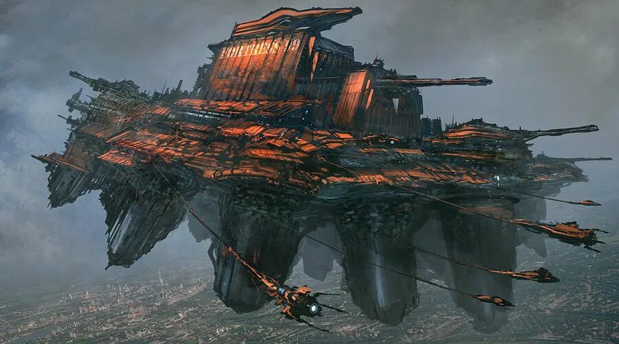 Fortress art. Sci fi art flying fortress. фенг. fortress арт. feng zhu.