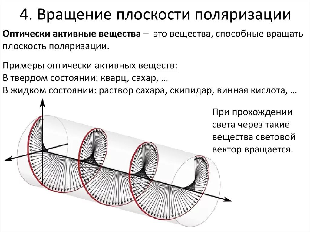 Вращение плоскости поляризации света. Вращение плоскости поляризации оптически активными веществами. явление вращения плоскости поляризации. вращение плоскости поляризации оптически активными средами.. поворот плоскости поляризации формула.