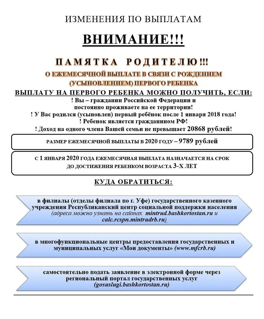 Поправки выплат на детей. Памятка о пособиях на детей. Выплаты на первого ребёнка в 2020. Компенсации семьям имеющим детей. Выплаты на детей в 2020 на первого ребенка.