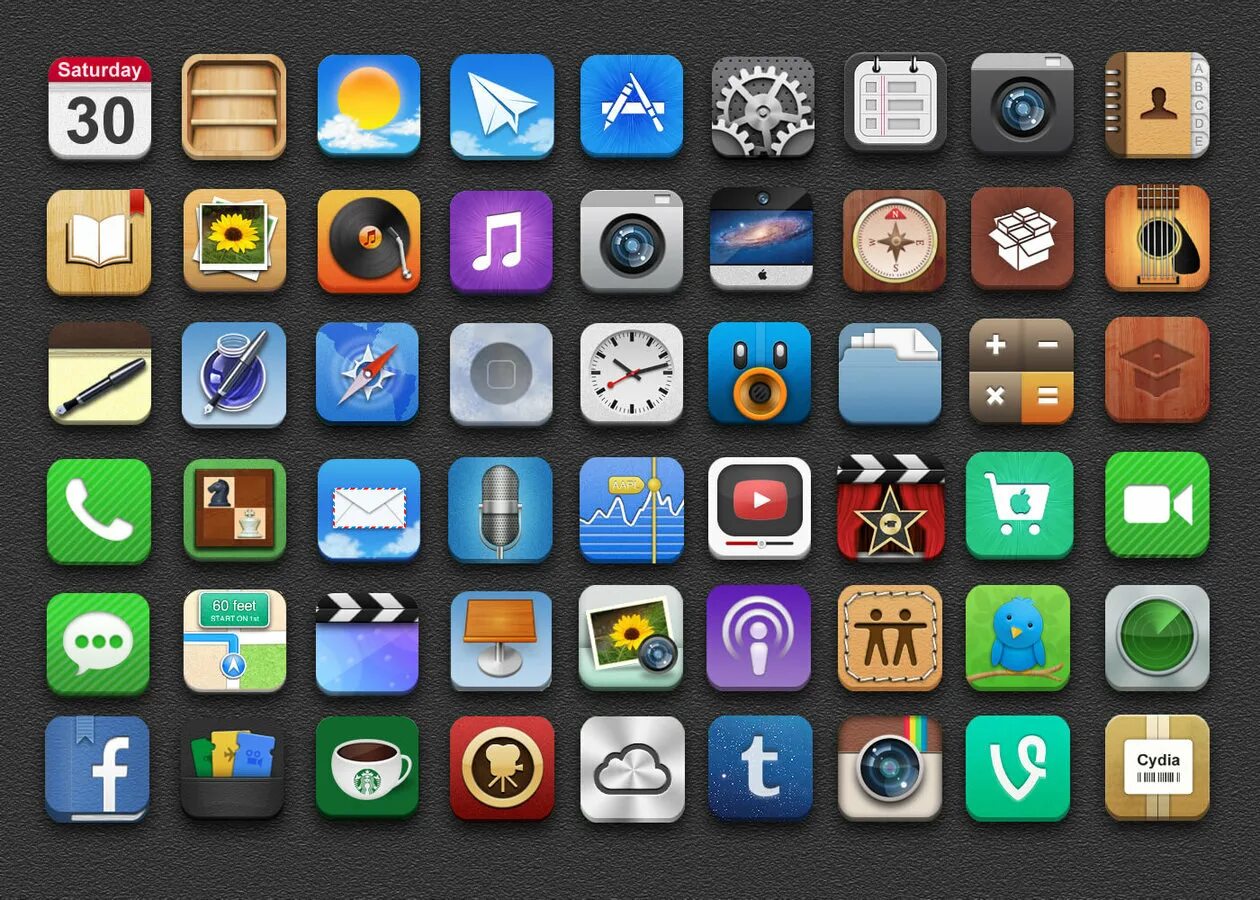 Значки на иконках андроид. IOS 6 скевоморфизм. Иконка IOS скевоморфизм. Иконки для приложений. Иконки для приложений в стиле.